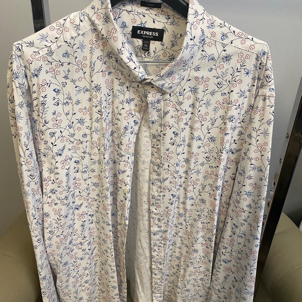 Express performance floral button down shirt XXL